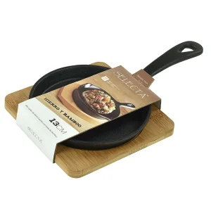 Mini Sarten Cuadrada Hierro C/base Bamboo